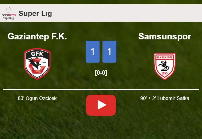Samsunspor seizes a draw against Gaziantep F.K.. HIGHLIGHTS