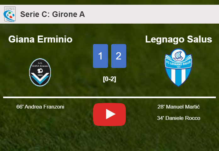 Legnago Salus prevails over Giana Erminio 2-1. HIGHLIGHTS