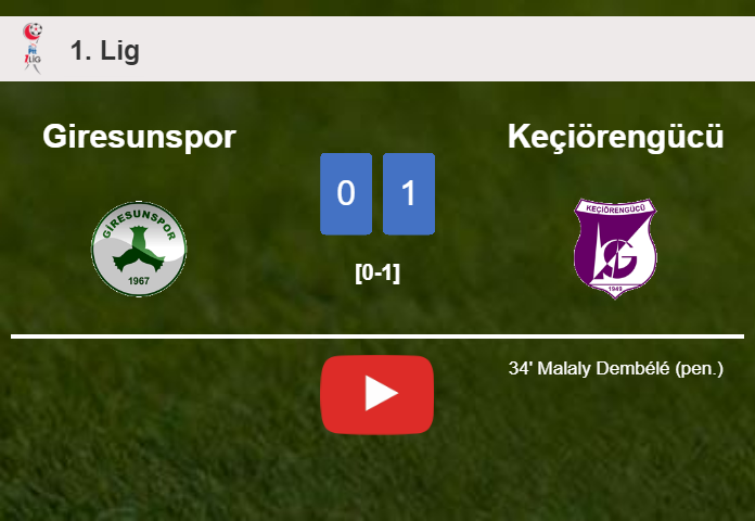 Keçiörengücü prevails over Giresunspor 1-0 with a goal scored by M. Dembélé. HIGHLIGHTS