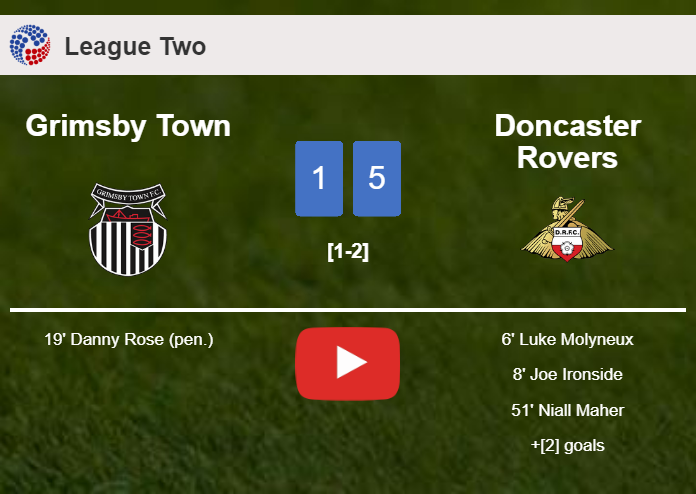 Doncaster Rovers tops Grimsby Town 5-1 after playing a incredible match. HIGHLIGHTS