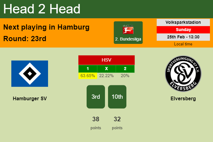 H2H, prediction of Hamburger SV vs Elversberg with odds, preview, pick, kick-off time 25-02-2024 - 2. Bundesliga
