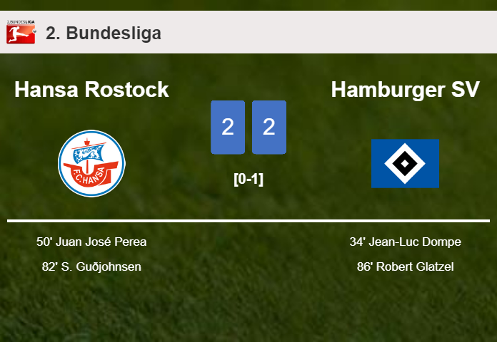 Hansa Rostock and Hamburger SV draw 2-2 on Saturday