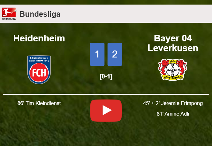 Bayer 04 Leverkusen clutches a 2-1 win against Heidenheim. HIGHLIGHTS