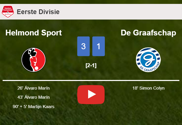 Helmond Sport prevails over De Graafschap 3-1 after recovering from a 0-1 deficit. HIGHLIGHTS