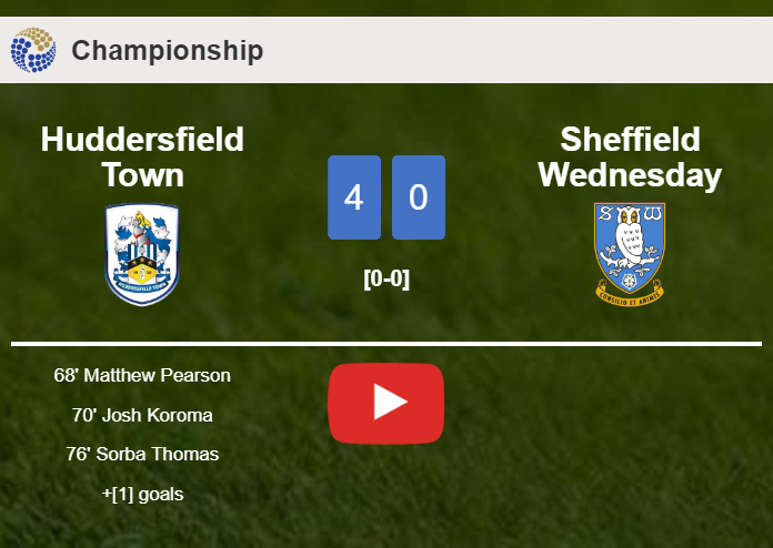 Huddersfield Town demolishes Sheffield Wednesday 4-0 with a superb match. HIGHLIGHTS