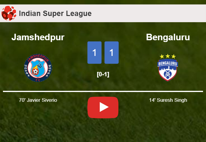 Jamshedpur and Bengaluru draw 1-1 on Sunday. HIGHLIGHTS