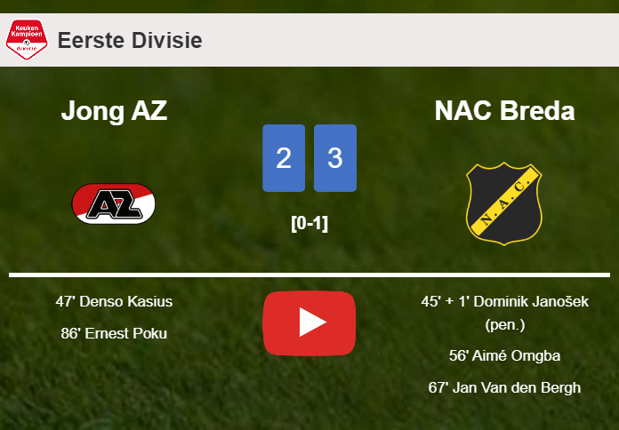 NAC Breda defeats Jong AZ 3-2. HIGHLIGHTS