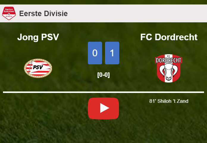 FC Dordrecht beats Jong PSV 1-0 with a goal scored by S. ’t. HIGHLIGHTS