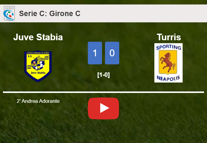 Juve Stabia defeats Turris 1-0 with a goal scored by A. Adorante. HIGHLIGHTS