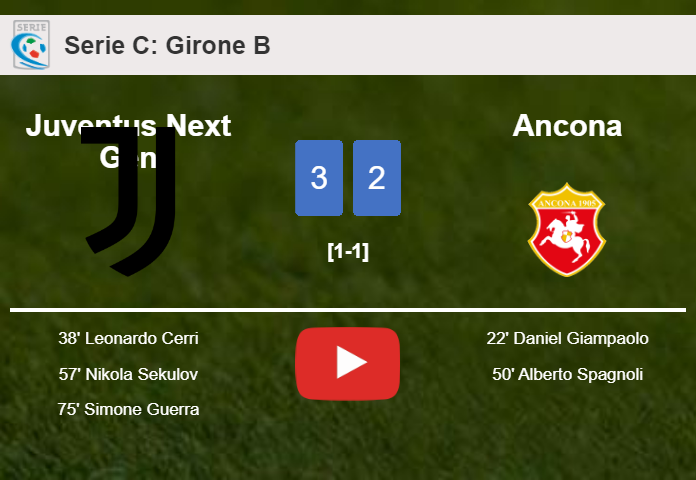 Juventus Next Gen prevails over Ancona after recovering from a 1-2 deficit. HIGHLIGHTS