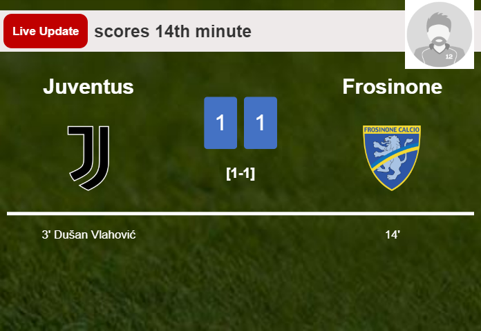 LIVE UPDATES. Frosinone draws Juventus with a goal from  in the 14th minute and the result is 1-1
