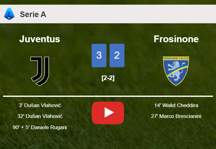 Juventus beats Frosinone after recovering from a 1-2 deficit. HIGHLIGHTS