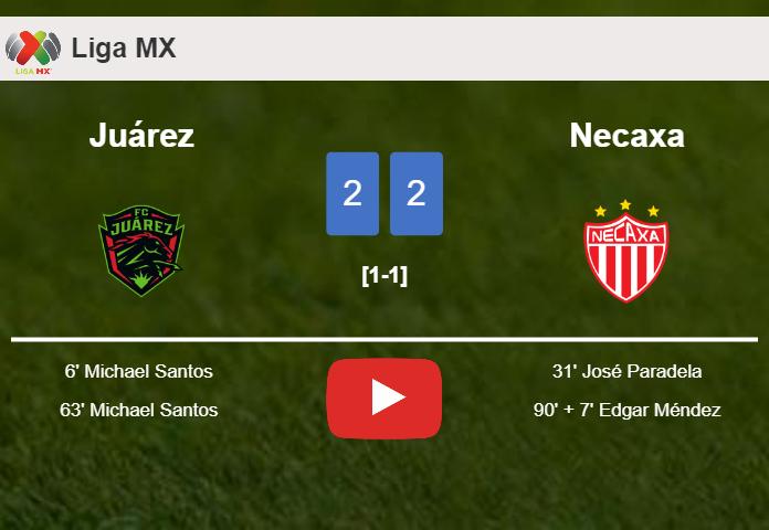Juárez and Necaxa draw 2-2 on Saturday. HIGHLIGHTS