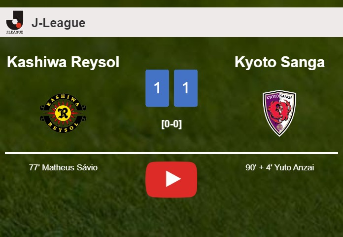 Kyoto Sanga seizes a draw against Kashiwa Reysol. HIGHLIGHTS