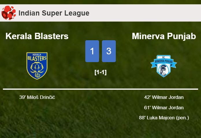 Minerva Punjab overcomes Kerala Blasters 3-1 after recovering from a 0-1 deficit