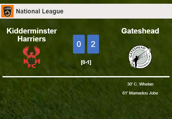 Gateshead defeated Kidderminster Harriers with a 2-0 win