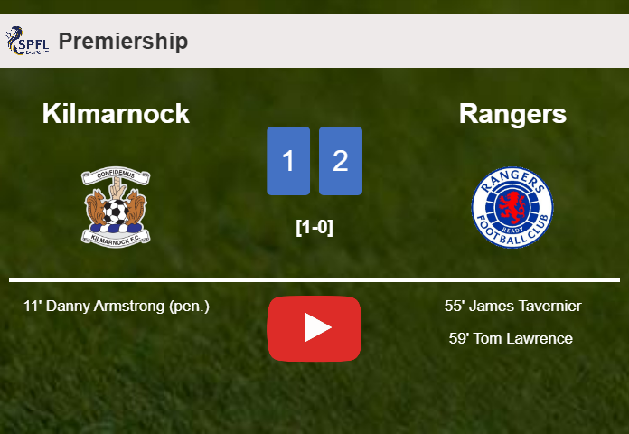 Rangers recovers a 0-1 deficit to beat Kilmarnock 2-1. HIGHLIGHTS