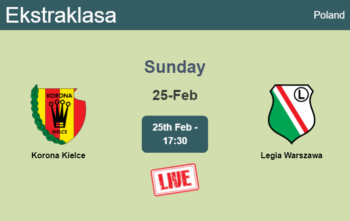 How to watch Korona Kielce vs. Legia Warszawa on live stream and at what time