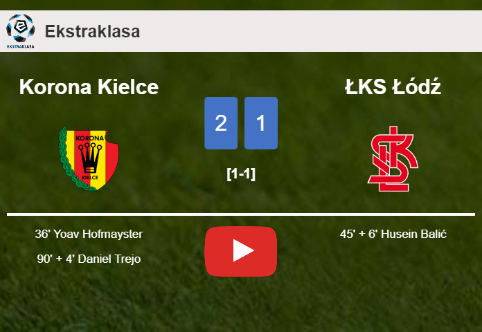Korona Kielce seizes a 2-1 win against ŁKS Łódź. HIGHLIGHTS