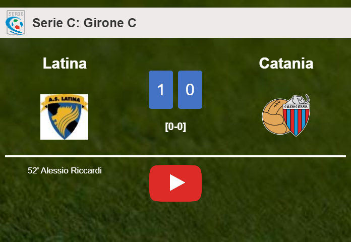 Latina prevails over Catania 1-0 with a goal scored by A. Riccardi. HIGHLIGHTS