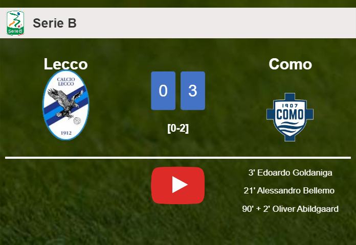 Como overcomes Lecco 3-0. HIGHLIGHTS