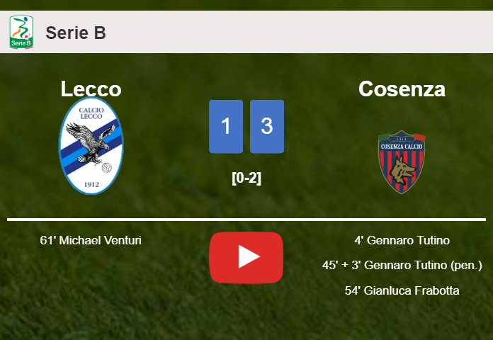 Cosenza tops Lecco 3-1. HIGHLIGHTS