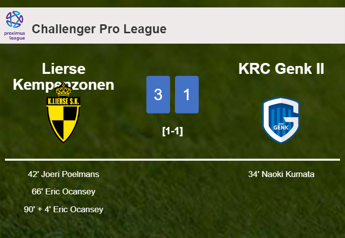 Lierse Kempenzonen beats KRC Genk II 3-1 after recovering from a 0-1 deficit