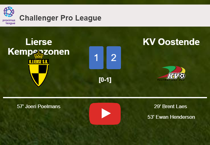 KV Oostende defeats Lierse Kempenzonen 2-1. HIGHLIGHTS