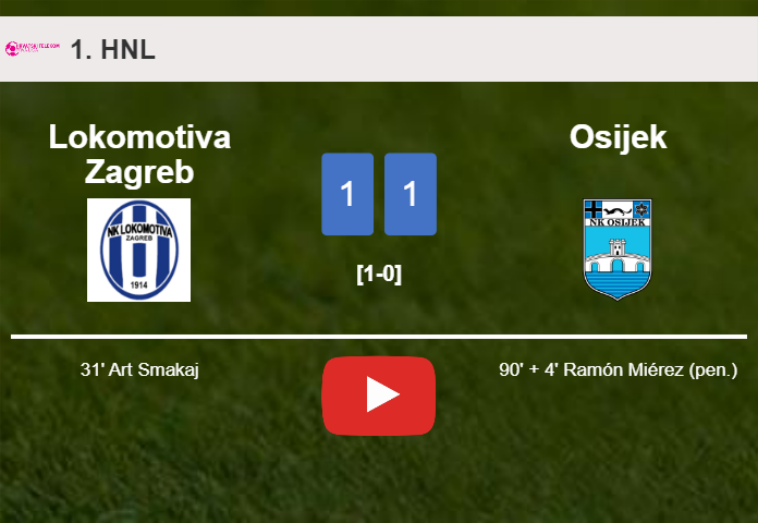 Osijek snatches a draw against Lokomotiva Zagreb. HIGHLIGHTS