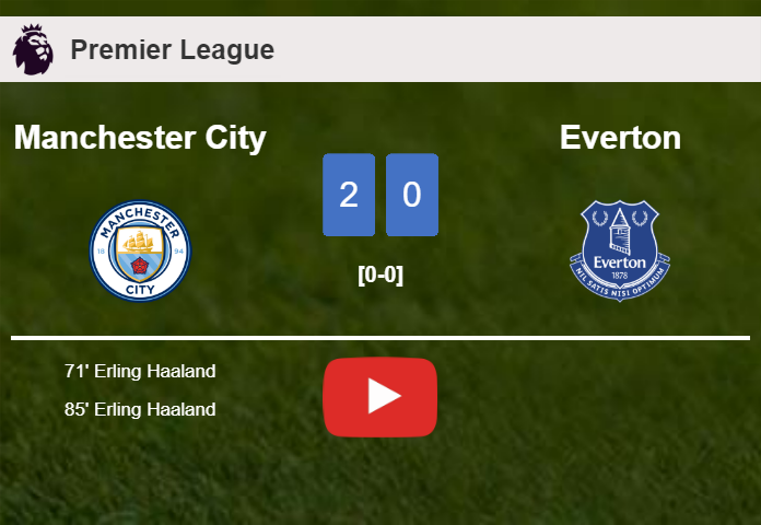 E. Haaland scores 2 goals to give a 2-0 win to Manchester City over Everton. HIGHLIGHTS