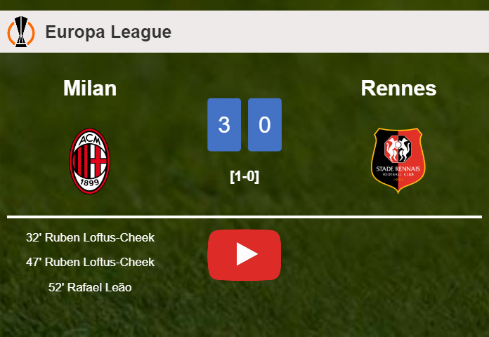 Milan overcomes Rennes 3-0. HIGHLIGHTS