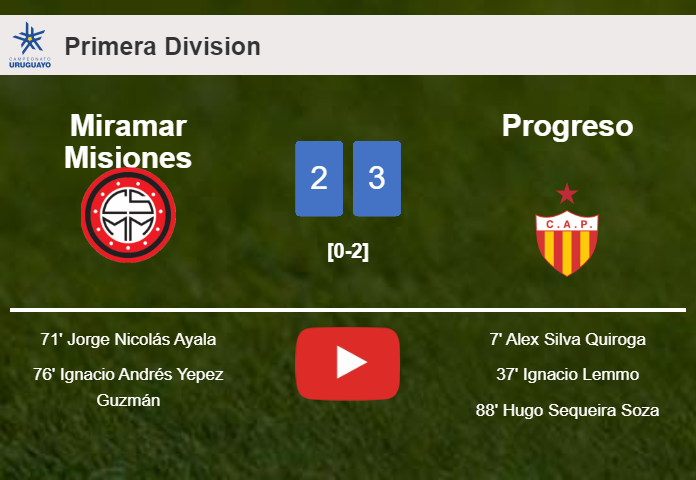 Progreso beats Miramar Misiones 3-2. HIGHLIGHTS