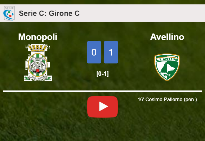 Avellino tops Monopoli 1-0 with a goal scored by C. Patierno. HIGHLIGHTS