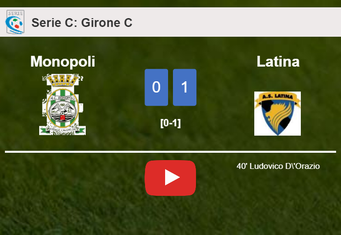 Latina prevails over Monopoli 1-0 with a goal scored by L. D'Orazio. HIGHLIGHTS