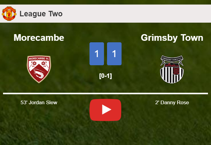 Morecambe and Grimsby Town draw 1-1 on Saturday. HIGHLIGHTS