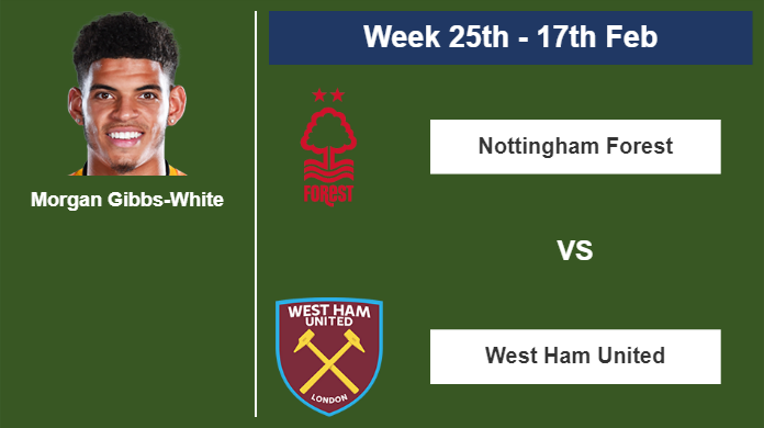 FANTASY PREMIER LEAGUE. Morgan Gibbs-White stats before playing against West Ham United on Saturday 17th of February for the 25th week.
