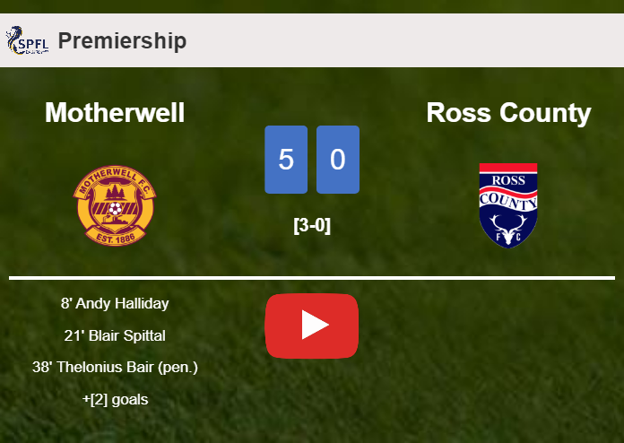 Motherwell estinguishes Ross County 5-0 after playing a great match. HIGHLIGHTS