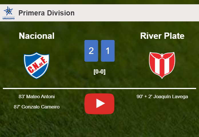 Nacional grabs a 2-1 win against River Plate. HIGHLIGHTS