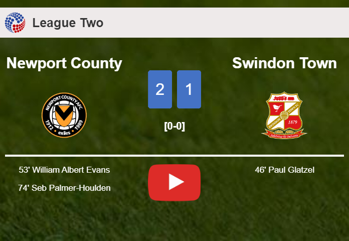 Newport County recovers a 0-1 deficit to beat Swindon Town 2-1. HIGHLIGHTS