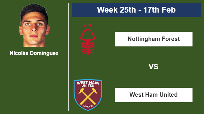 FANTASY PREMIER LEAGUE. Nicolás Domínguez statistics before playing against West Ham United on Saturday 17th of February for the 25th week.