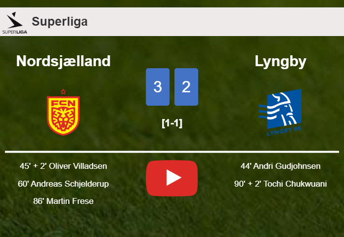Nordsjælland tops Lyngby 3-2. HIGHLIGHTS