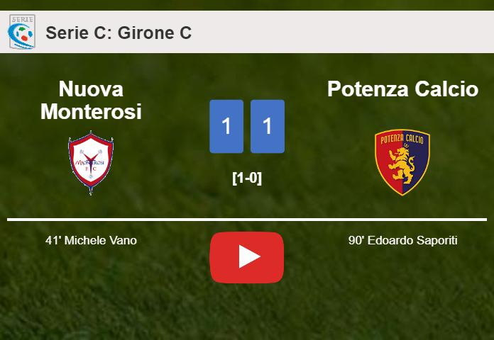 Potenza Calcio snatches a draw against Nuova Monterosi. HIGHLIGHTS