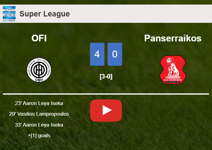 OFI wipes out Panserraikos 4-0 after playing a great match. HIGHLIGHTS