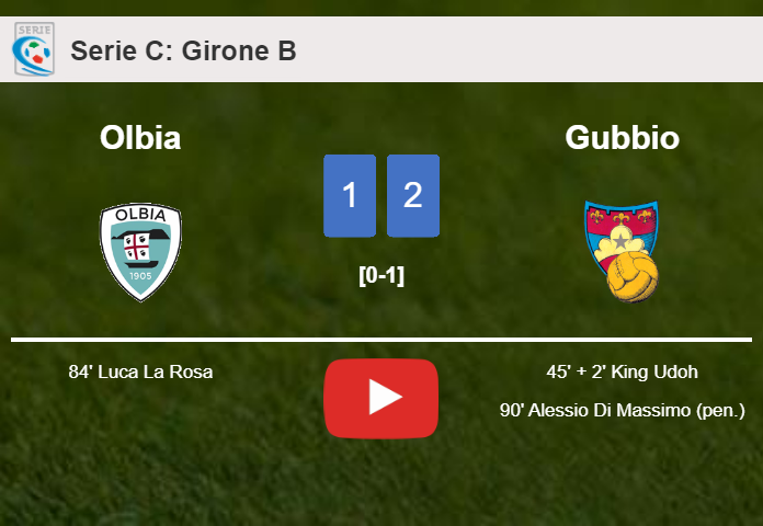 Gubbio snatches a 2-1 win against Olbia. HIGHLIGHTS