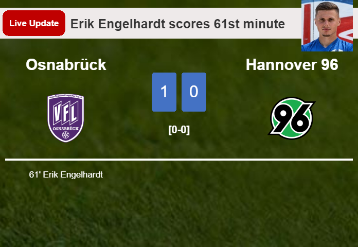 LIVE UPDATES. Osnabrück leads Hannover 96 1-0 after Erik Engelhardt scored in the 61st minute