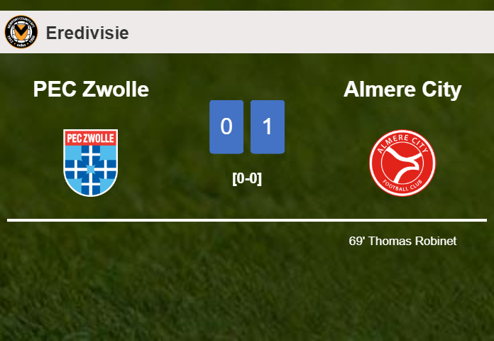 Almere City conquers PEC Zwolle 1-0 with a goal scored by T. Robinet