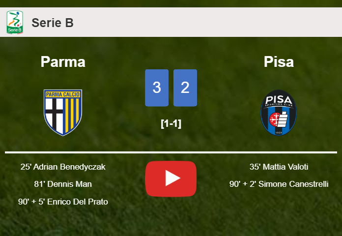 Parma conquers Pisa 3-2. HIGHLIGHTS