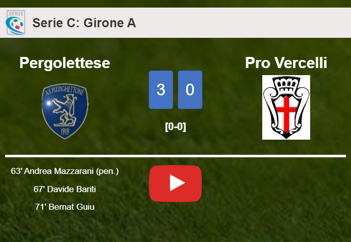 Pergolettese beats Pro Vercelli 3-0. HIGHLIGHTS