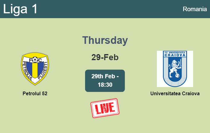 How to watch Petrolul 52 vs. Universitatea Craiova on live stream and at what time