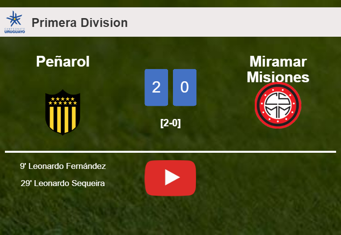 Peñarol overcomes Miramar Misiones 2-0 on Saturday. HIGHLIGHTS